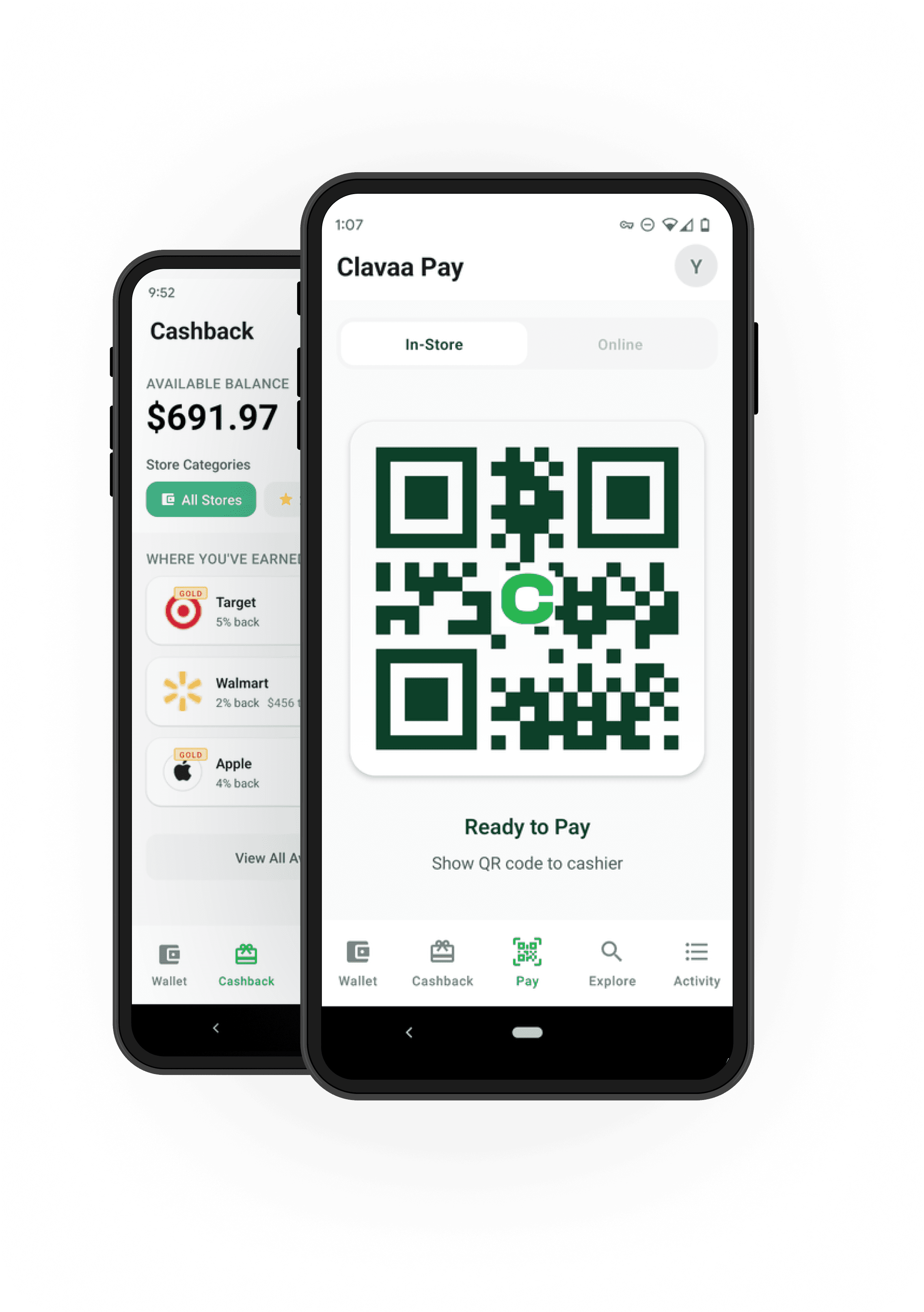 Clavaa Payment and Loyalty App interface
